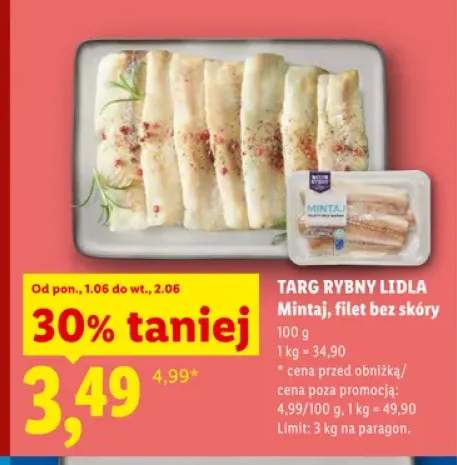 Mintaj filet bez skóry Targ Rybny Lidla