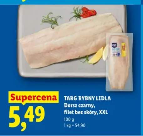 Dorsz czarny filet bez skóry XXL Targ Rybny Lidla