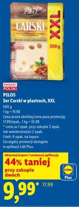 Ser Carski w plastrach XXL Pilos