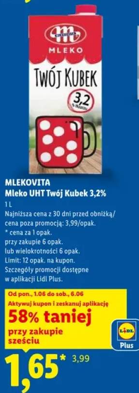 Mleko UHT Twój Kubek 3,2% Mlekovita