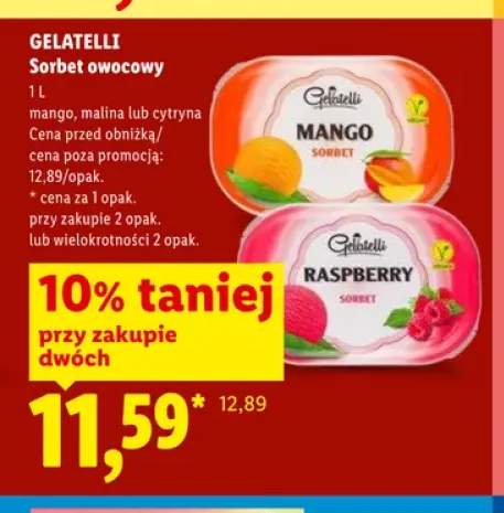 Sorbet owocowy malina GELATELLI 1l