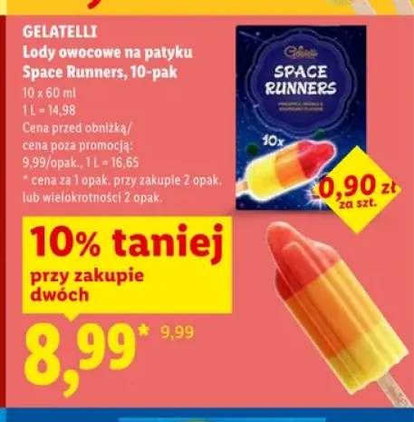 Lody owocowe na patyku Space Runners GELATELLI 10-pak 60ml