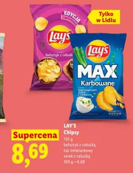 Chipsy Lay's MAX Karbowane śmietankowy serek z cebulką