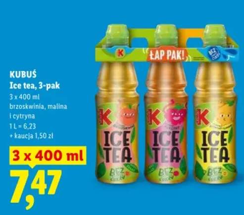 Napój Ice tea brzoskwinia, malina i cytryna Kubuś 3-pak 400ml