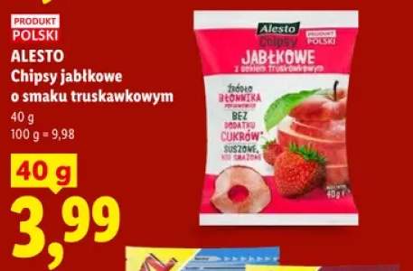Chipsy jabłkowe o smaku truskawkowym Alesto