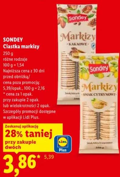 Ciastka markizy smak cytrynowy Sondey