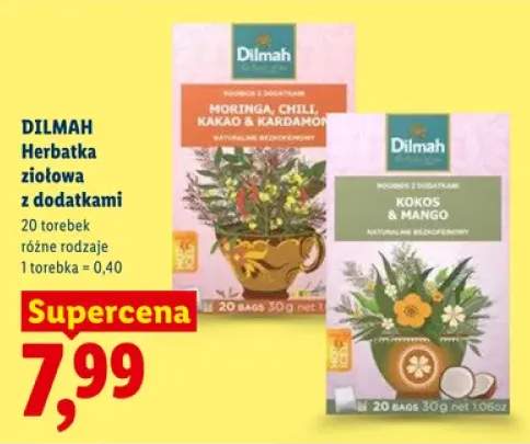 Herbatka ziołowa z dodatkami Dilmah Moringa, Chili, Kakao & Kardamon
