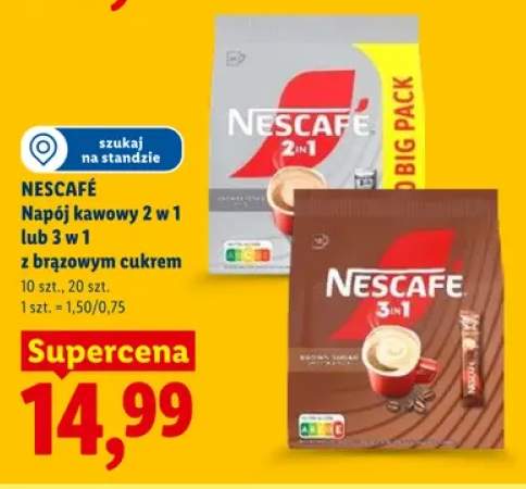 Nescafé Napój kawowy 2 w 1 lub 3 w 1 z brązowym cukrem