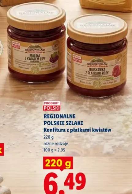 Konfitura z płatkami kwiatów truskawka z płatkami róży Regionalne Polskie Szlaki