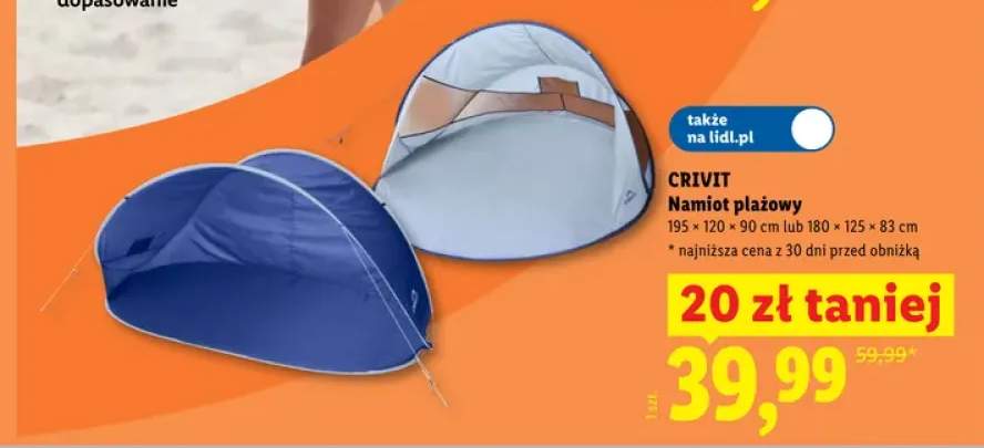 Namiot plażowy CRIVIT 180x125x83cm