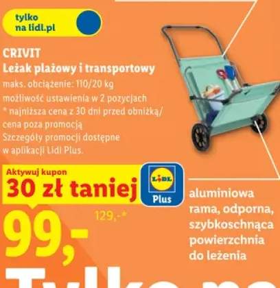 Leżak plażowy i transportowy CRIVIT