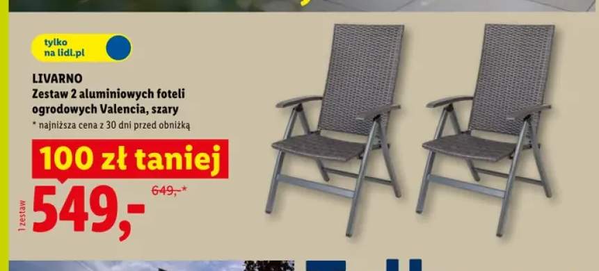 Zestaw 2 aluminiowych foteli ogrodowych Valencia szary LIVARNO