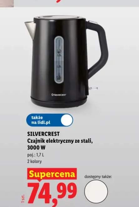 Czajnik elektryczny ze stali SILVERCREST 3000W 1,7l