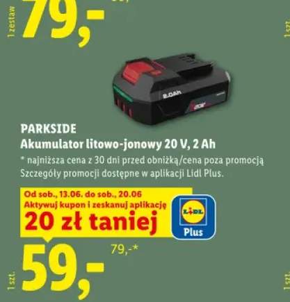 Akumulator litowo-jonowy PARKSIDE 20V 2Ah