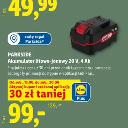 Akumulator litowo-jonowy PARKSIDE 20V 4Ah