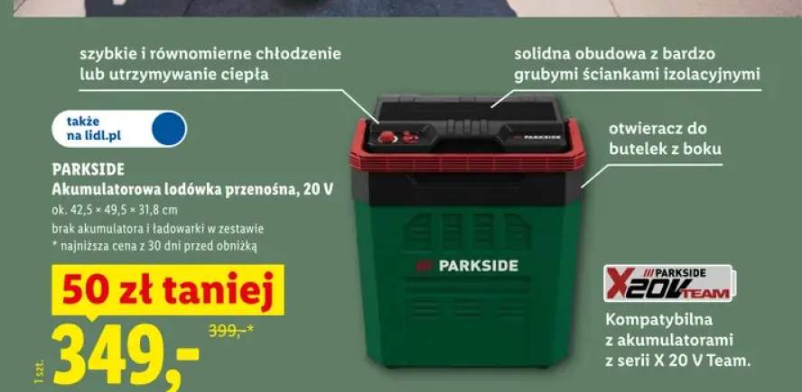 Akumulatorowa lodówka przenośna 20V PARKSIDE