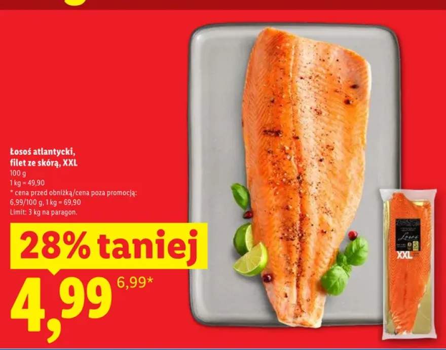 Łosoś atlantycki filet ze skórą XXL
