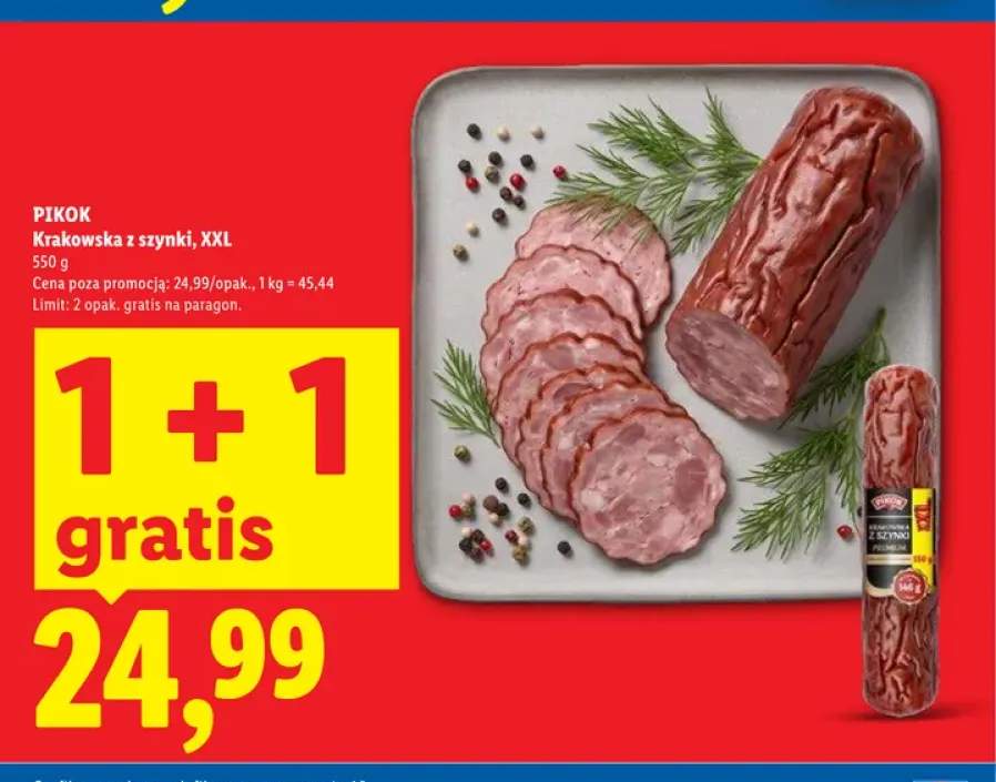 Kiełbasa krakowska z szynki XXL Pikok