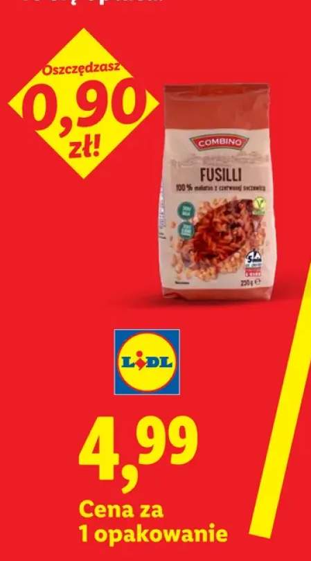 Makaron Fusilli z czerwonej soczewicy Combino