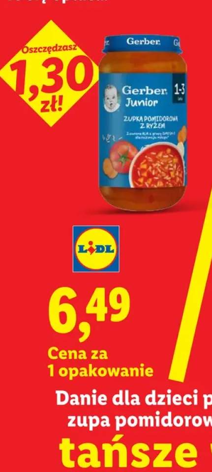 Danie dla dzieci Gerber zupa pomidorowa z ryżem