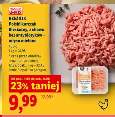 Mięso mielone z kurczaka Rzeźnik Polski kurczak Biesiadny z chowu bez antybiotyków