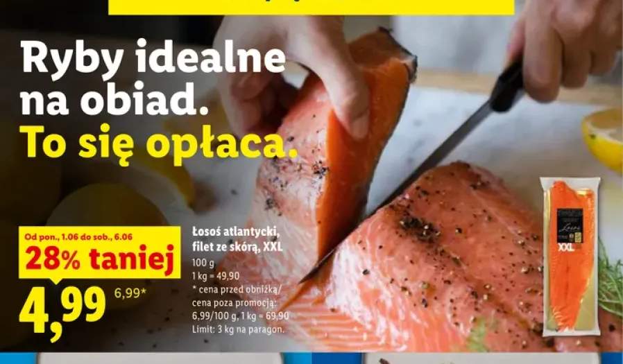 Łosoś atlantycki filet ze skórą Targ Rybny Lidla XXL