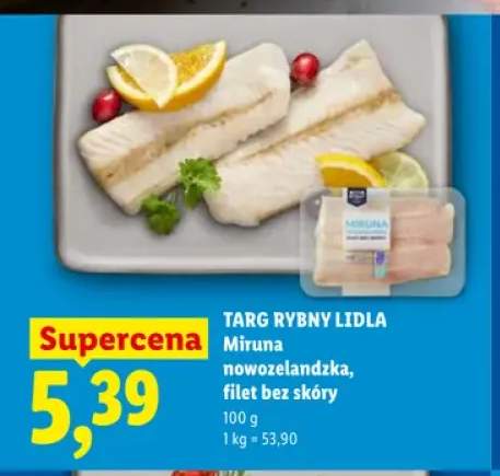 Miruna nowozelandzka filet bez skóry Targ Rybny Lidla