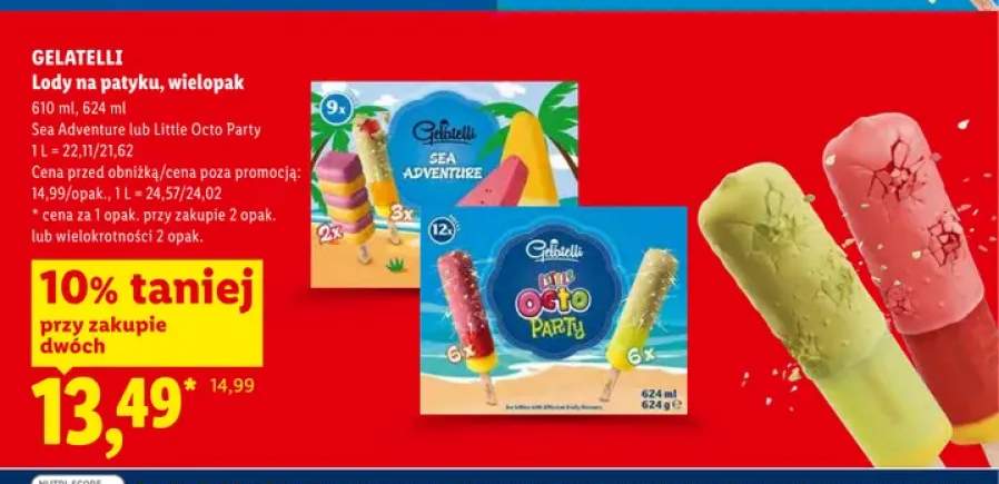 Lody na patyku Little Octo Party Gelatelli wielopak
