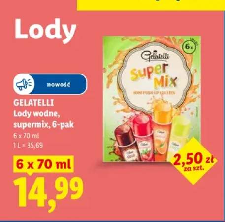 Lody wodne Gelatelli supermix 6-pak