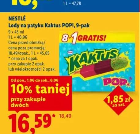 Lody na patyku Nestlé Kaktus POP! 9-pak