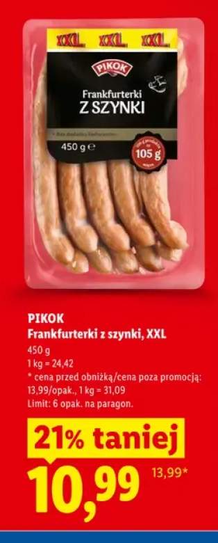 Frankfurterki z szynki Pikok XXL