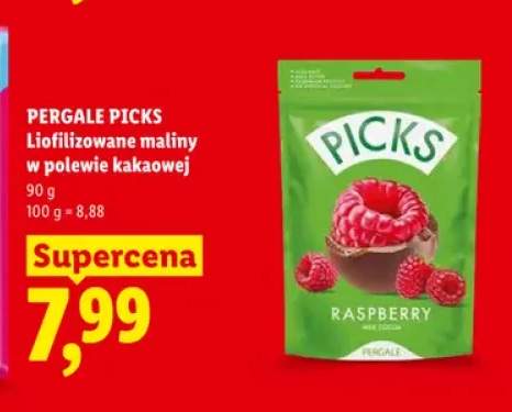 Liofilizowane maliny w polewie kakaowej Pergale Picks