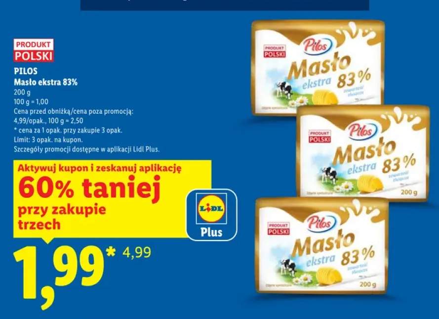 Masło ekstra 83% Pilos