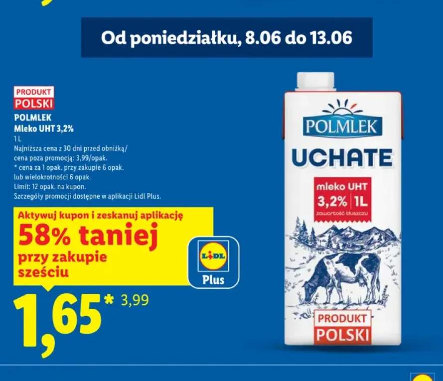 Mleko UHT 3,2% Polmlek Uchate
