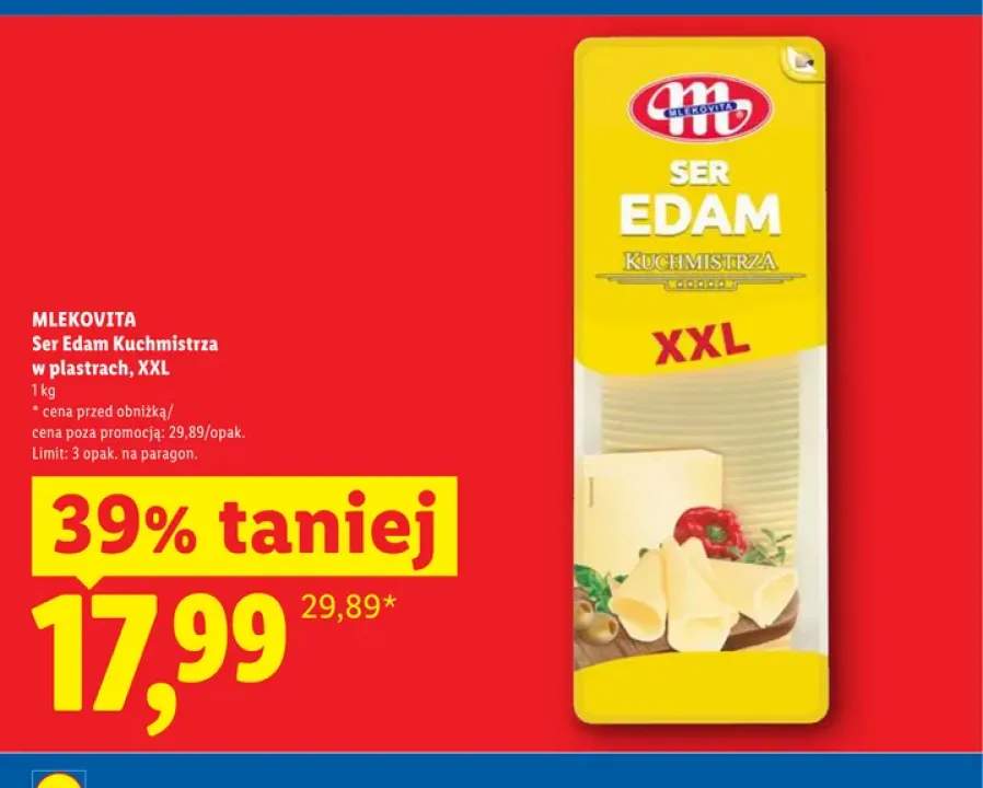 Ser Edam Kuchmistrz w plastrach XXL Mlekovita