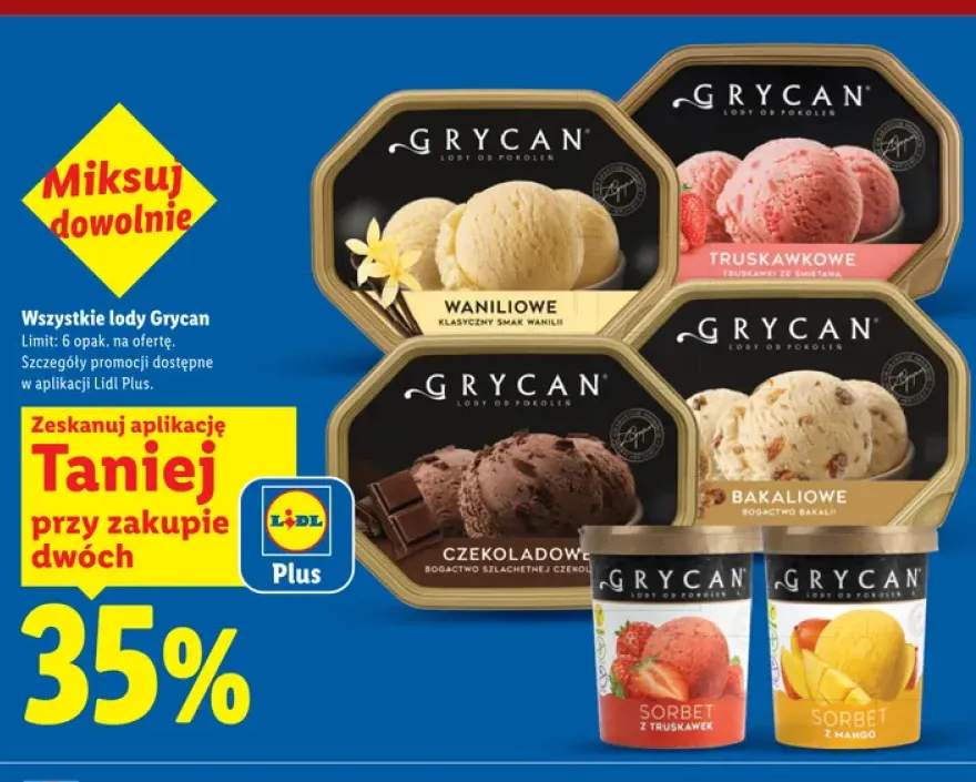 Lody truskawkowe Grycan