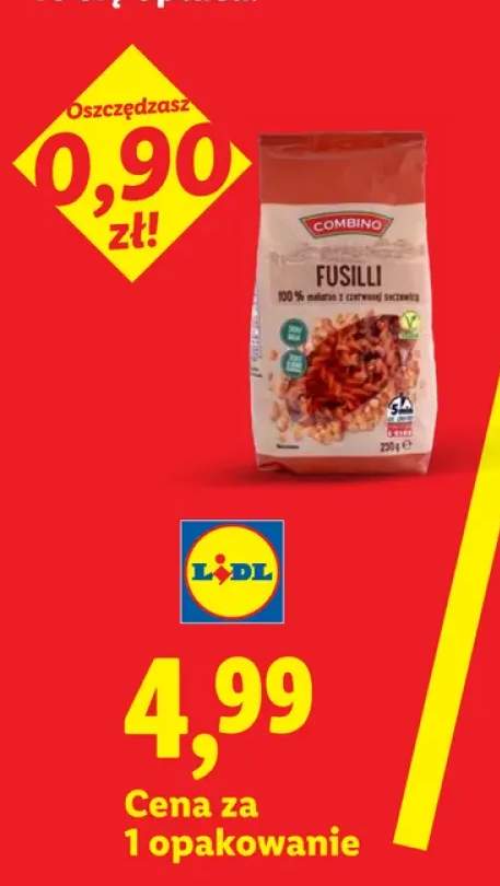 Makaron Fusilli z czerwonej soczewicy Combino