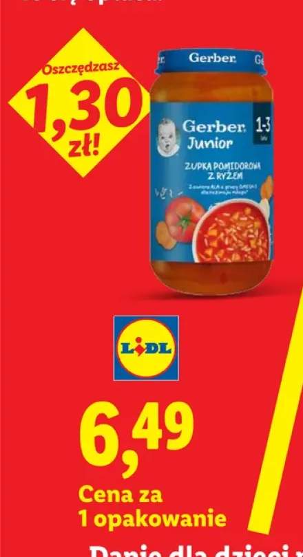 Danie dla dzieci Gerber Junior zupa pomidorowa z ryżem