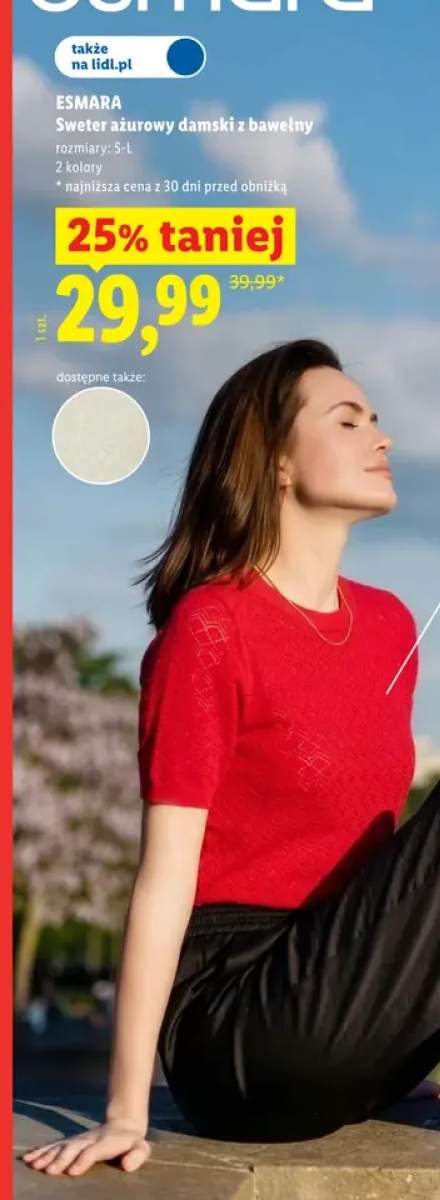 Sweter ażurowy damski z bawełny Esmara