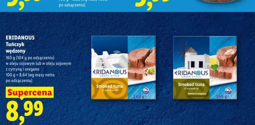 Tuńczyk wędzony w oleju sojowym Eridanous