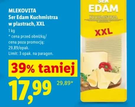 Ser edam w plastrach Mlekovita Kuchmistrza XXL