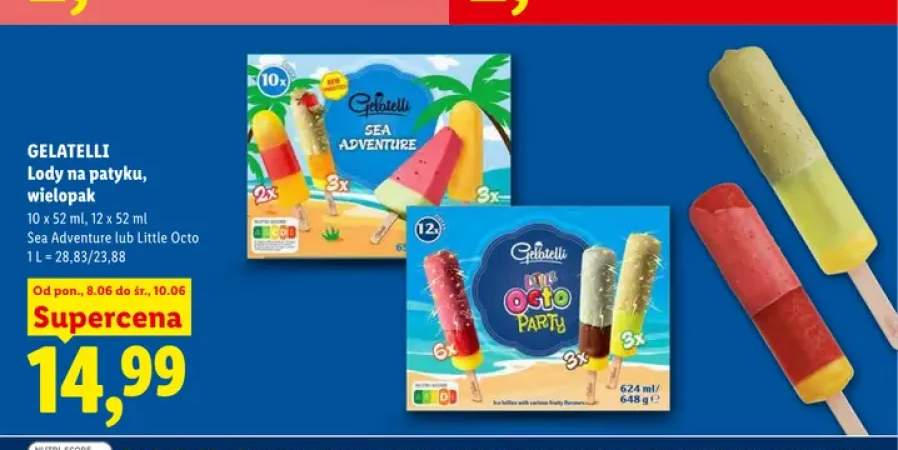 Lody na patyku Gelatelli Sea Adventure 10-pak