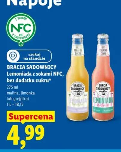 Lemoniada z sokami NFC grejpfrut Bracia Sadownicy