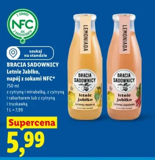 Napój z sokami NFC Letnie Jabłko z cytryną i mirabelką Bracia Sadownicy