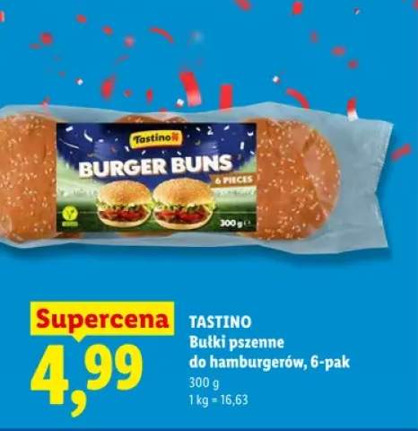 Bułki pszenne do hamburgerów Tastino 6-pak 300 g