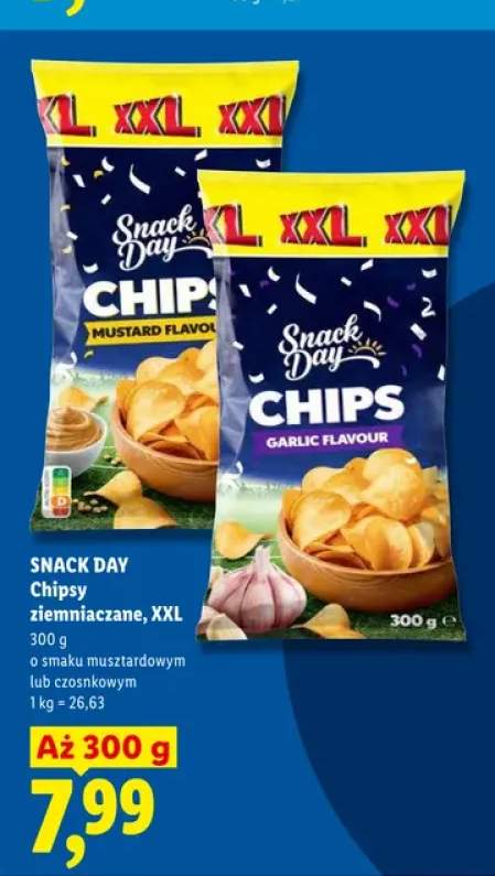 Chipsy ziemniaczane o smaku musztardowym Snack Day XXL