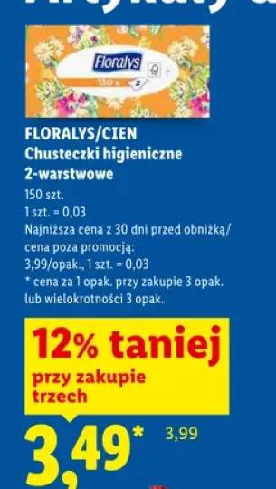 Chusteczki higieniczne 2-warstwowe Floralys Cien