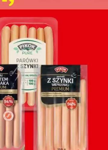 Parówki z szynki wieprzowej Premium Pikok