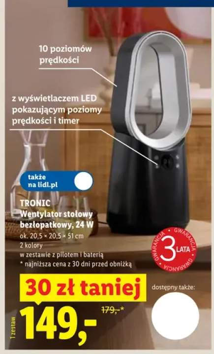 Wentylator stołowy bezłopatkowy TRONIC