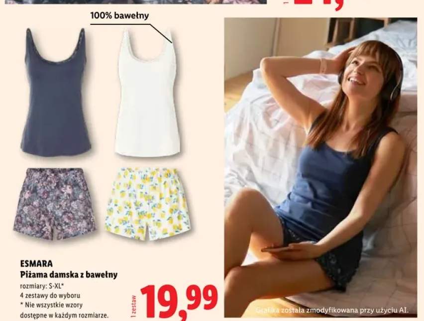 Piżama damska z bawełny Esmara